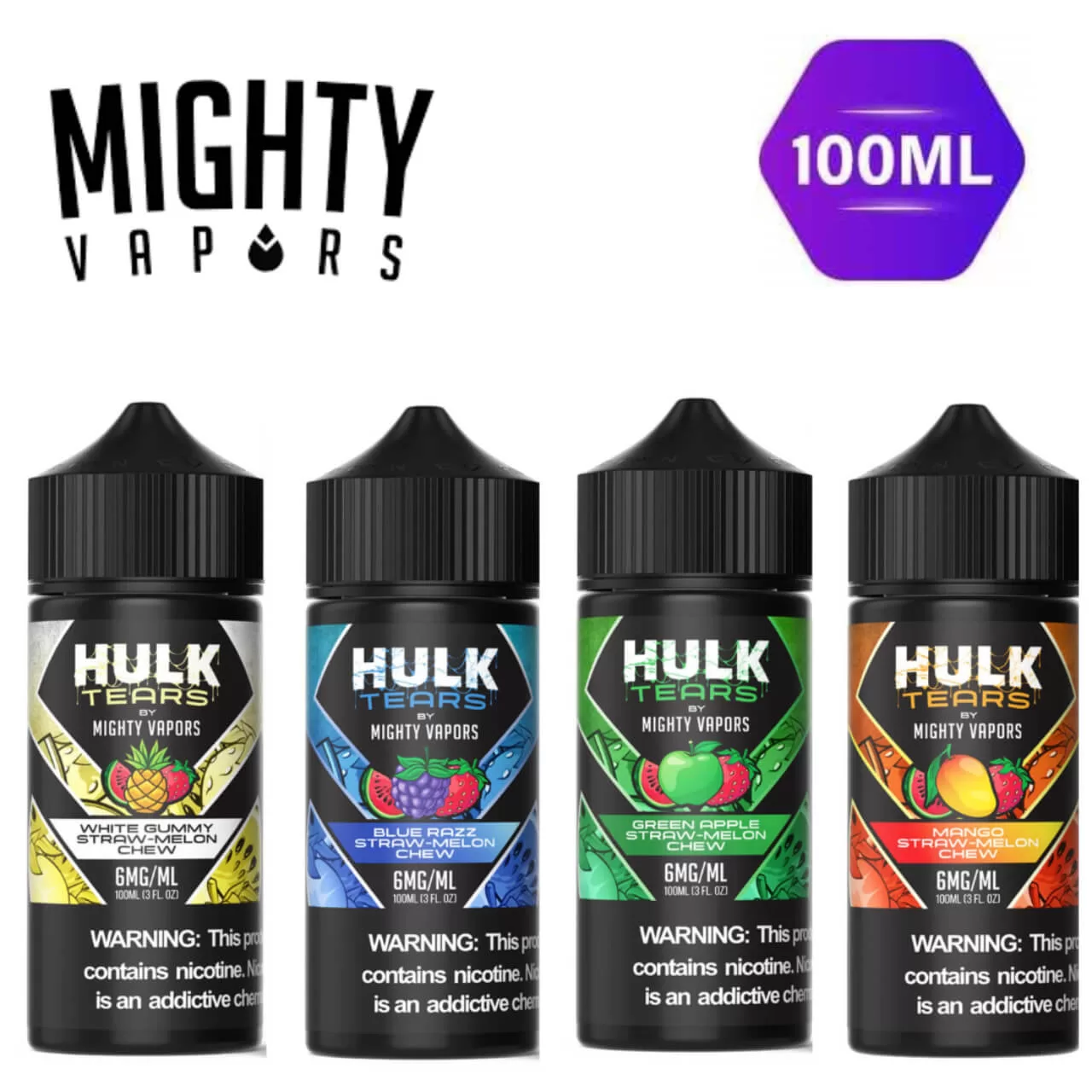 Mighty Vapors x Hulk Tears 100ml E-Juice 3MG Collection