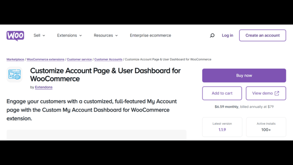 WooCommerce my account page