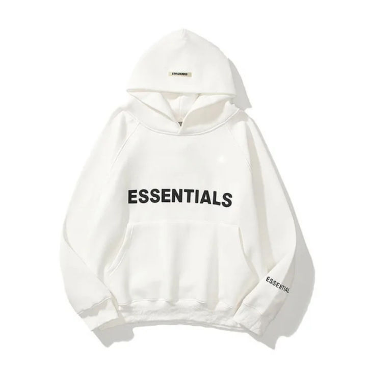 white essentials hoodie